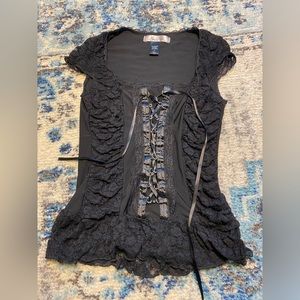 Black lace up shirt